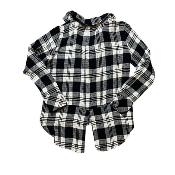 ANTHROPOLOGIE Cloth & Stone Long Sleeve Button Down Shirt Black White Medium - Picture 2 of 6